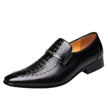 Crocodile Print Business Cowhide Loafer Shoes