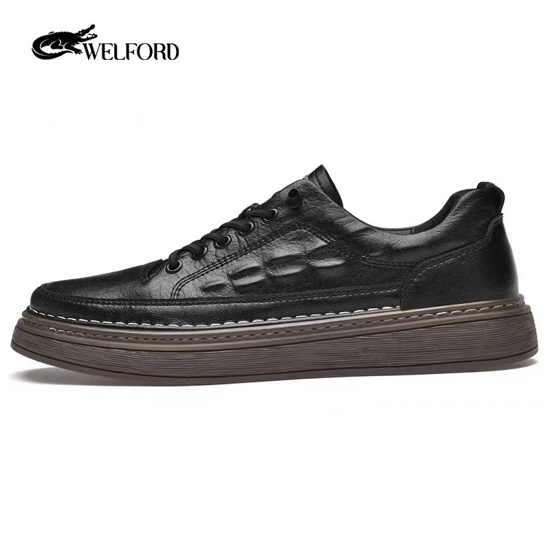 British style cowhide soft sole casual sneakers