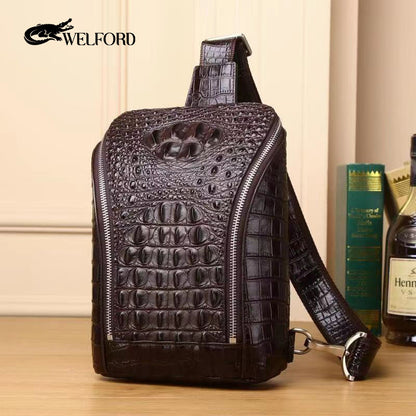 New men's trendy crocodile pattern chest bag