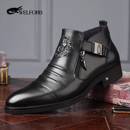 British High-end genuine leather zipper business leather shoes