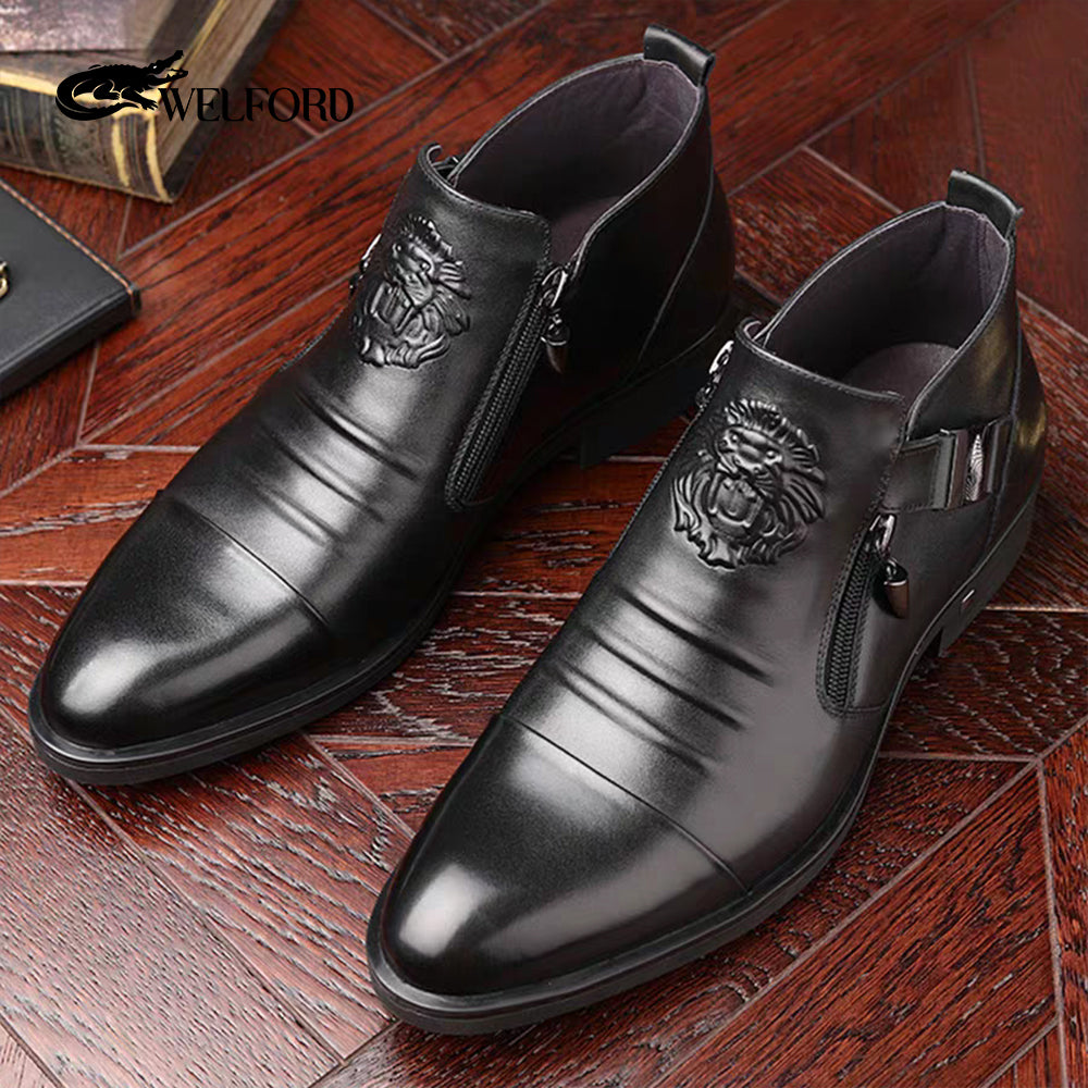 British High-end genuine leather zipper business leather shoes