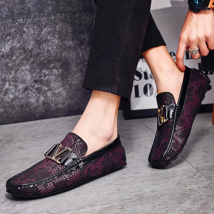 Crocodile Print Business Casual Loafers