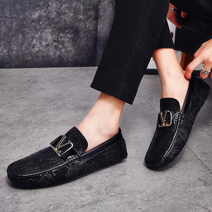 Crocodile Print Business Casual Loafers