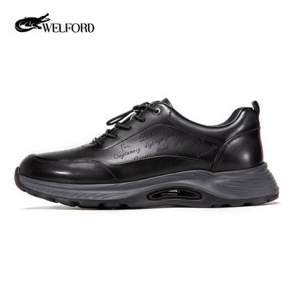 Men's comfortable thick-soled fashionable hand-rubbed calfskin shoes