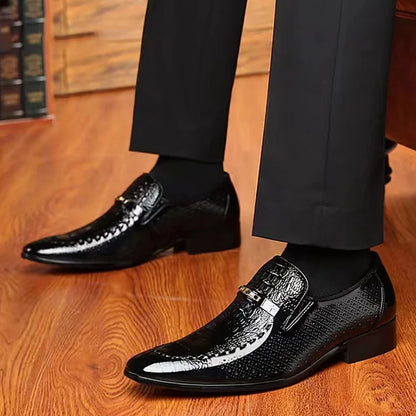 Crocodile Print Business Cowhide Loafer Shoes