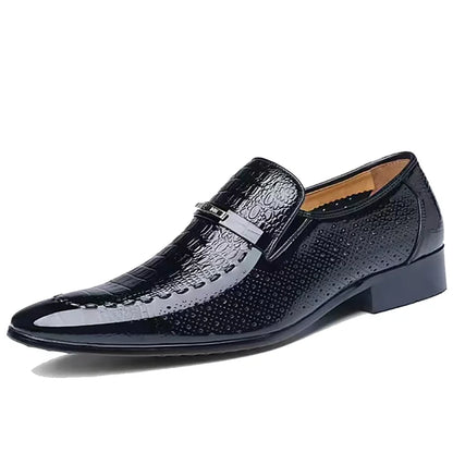 Crocodile Print Business Cowhide Loafer Shoes