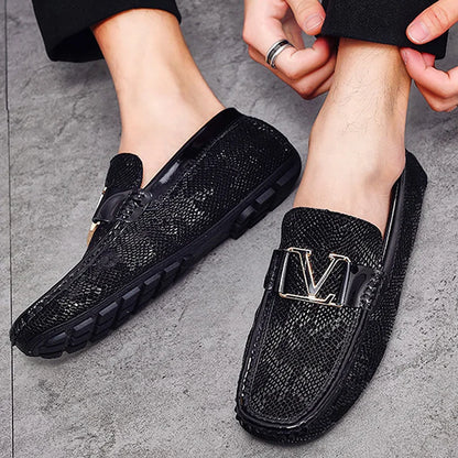 Crocodile Print Business Casual Loafers