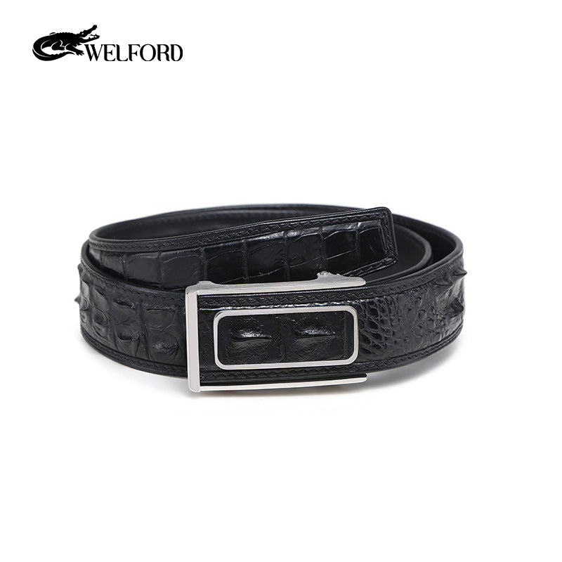 Genuine leather crocodile leather belt with automatic buckle