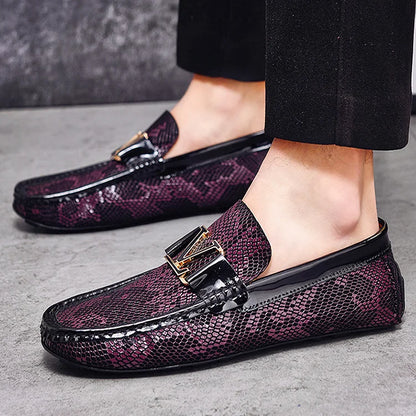 Crocodile Print Business Casual Loafers