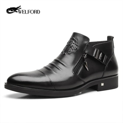 British High-end genuine leather zipper business leather shoes