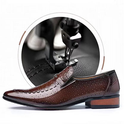 Crocodile Print Business Cowhide Loafer Shoes