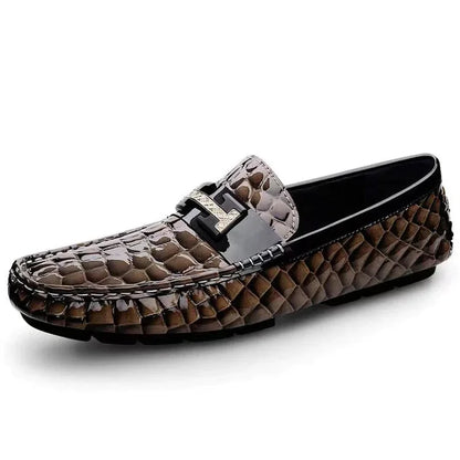 Brown Crocodile Print Dress Shoes