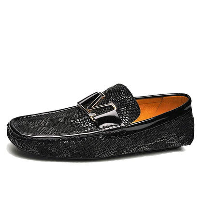 Crocodile Print Business Casual Loafers