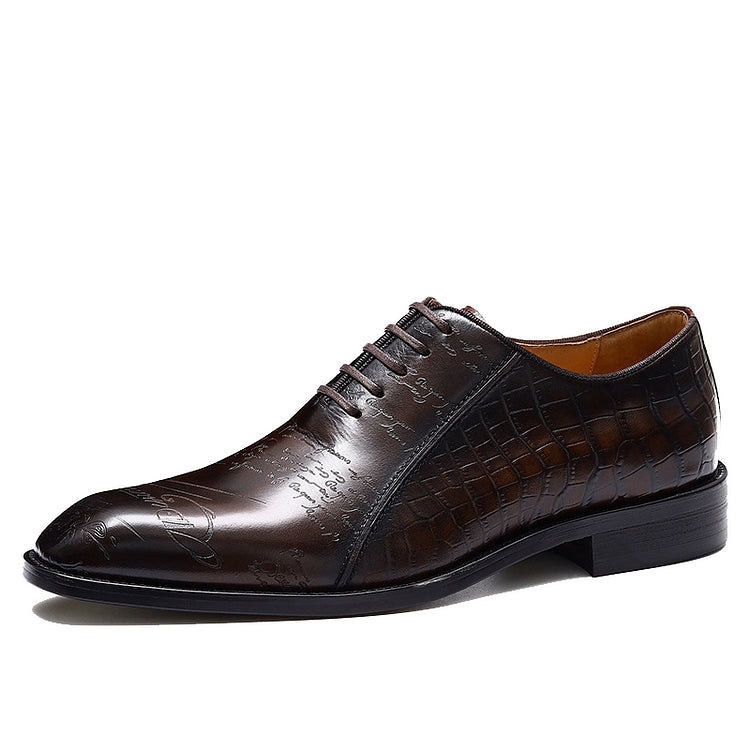 British Style Signature Carved Hand Oxford Shoes