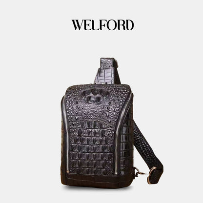 New men's trendy crocodile pattern chest bag