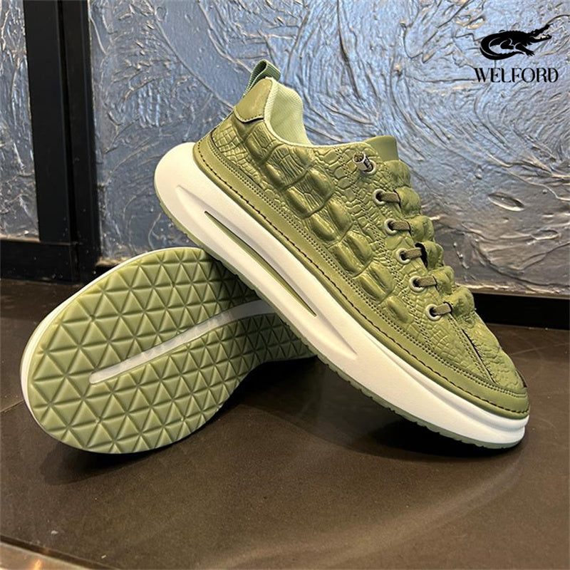 Italian Handmade Crocodile Pattern Casual Sneakers